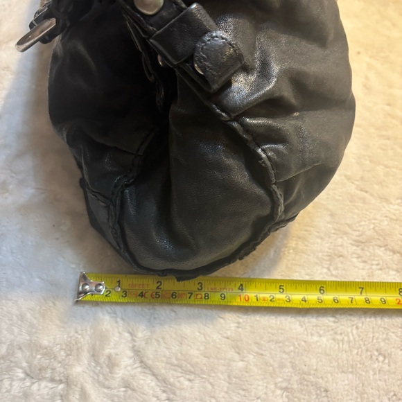 Lucky Brand Hobo Bag Black Italian Leather Silver-tone Hardware Top Zip Boho - Picture 14 of 16